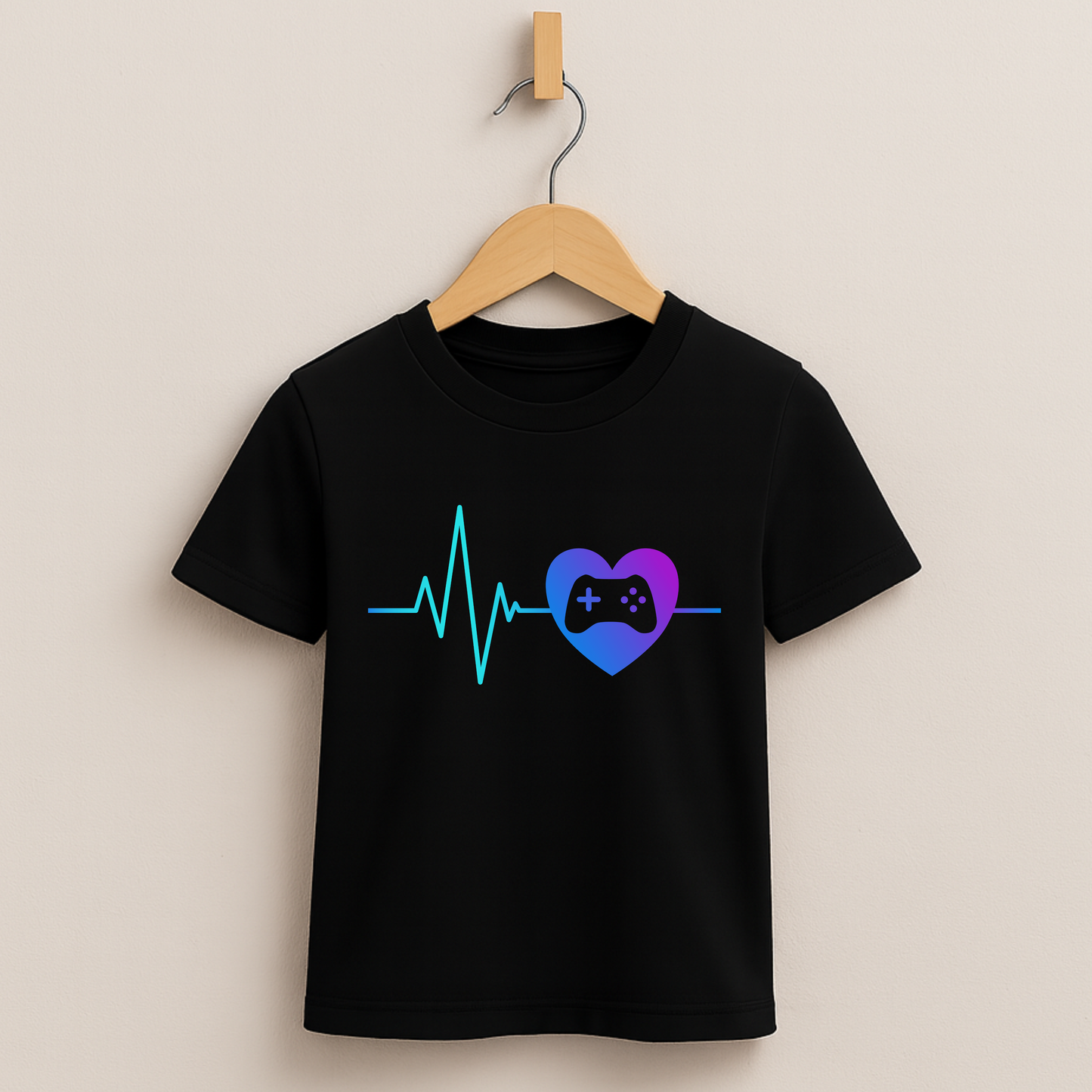 Gamer Heartbeat – Kids Gaming T-Shirt 💙🎮