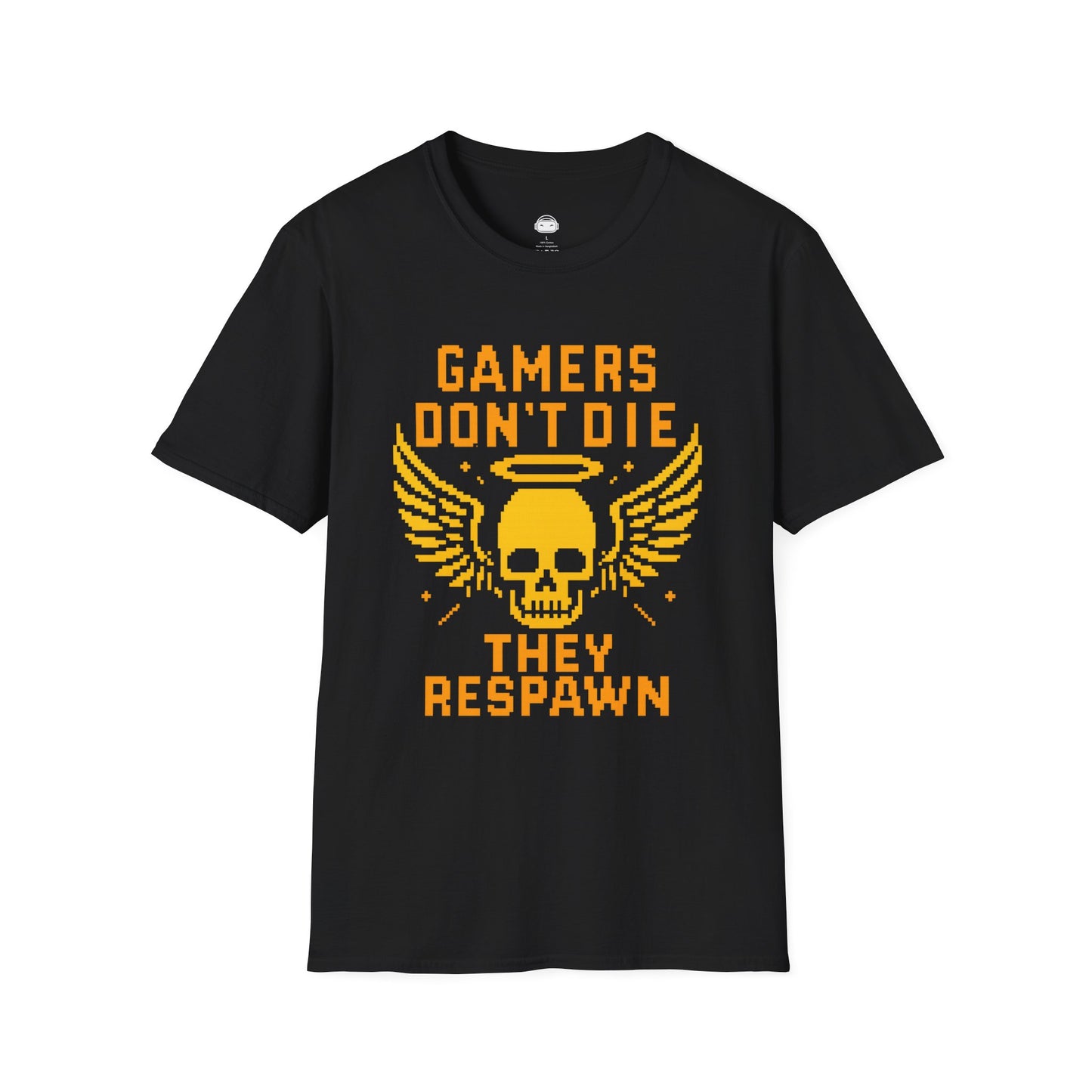 Gamers dont die they respawn 8bit gold - Gaming Lifestyle T-Shirt