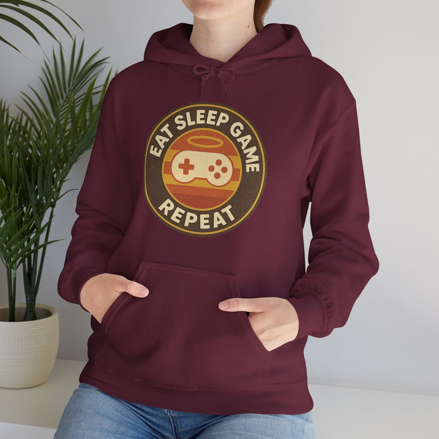 Eat Sleep Game Repeat – Retro Gamer Hoodie 🎮