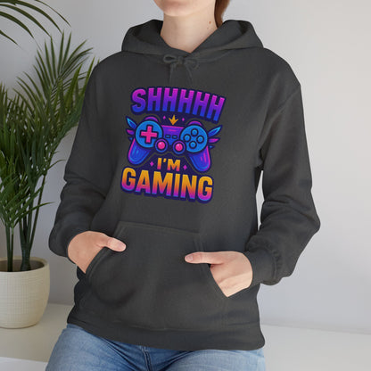 Shhh I’m Gaming – Neon Gamer Hoodie 🎮⚡