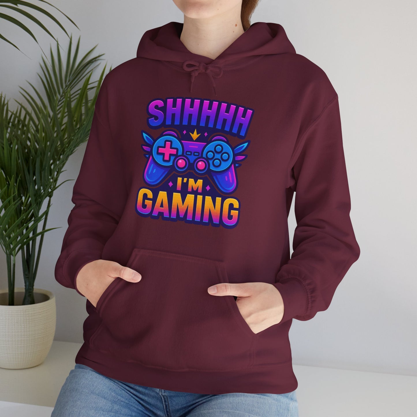 Shhh I’m Gaming – Neon Gamer Hoodie 🎮⚡