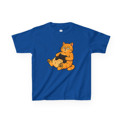 Lazy Gamer Cat – Kids Funny Gaming T-Shirt 🐱🎮