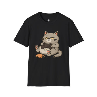 Lazy gamer cat (grey) - Gaming Lifestyle T-Shirt