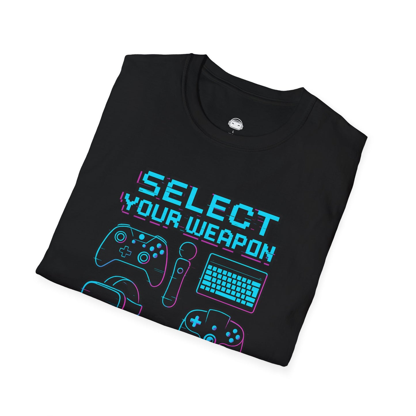 Select Your Weapon – Neon Glitch Gamer T-Shirt - Gaming Lifestyle T-Shirt