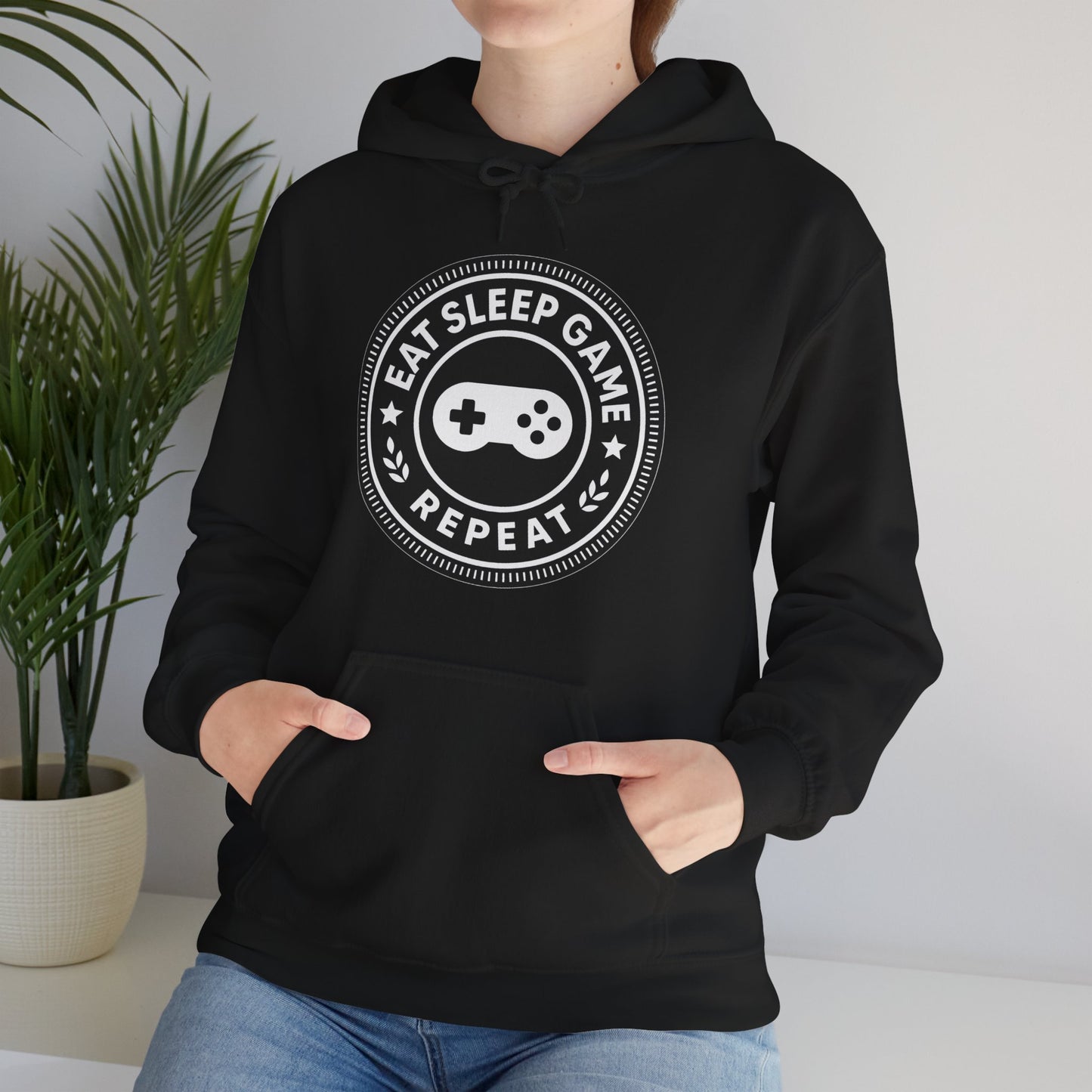 Eat Sleep Game Repeat – Classic Gamer Hoodie 🎮