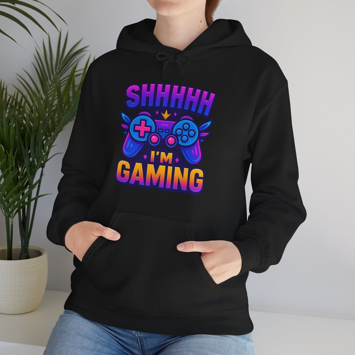 Shhh I’m Gaming – Neon Gamer Hoodie 🎮⚡