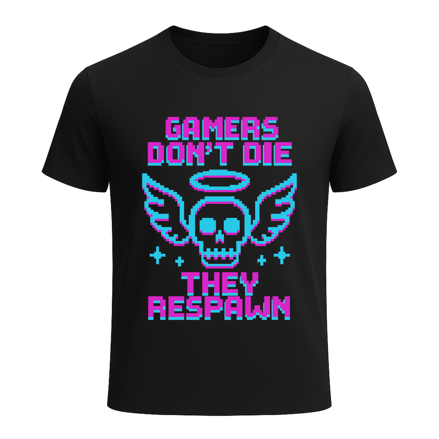 Gamers dont die they respawn 8bit neon - Gaming Lifestyle T-Shirt