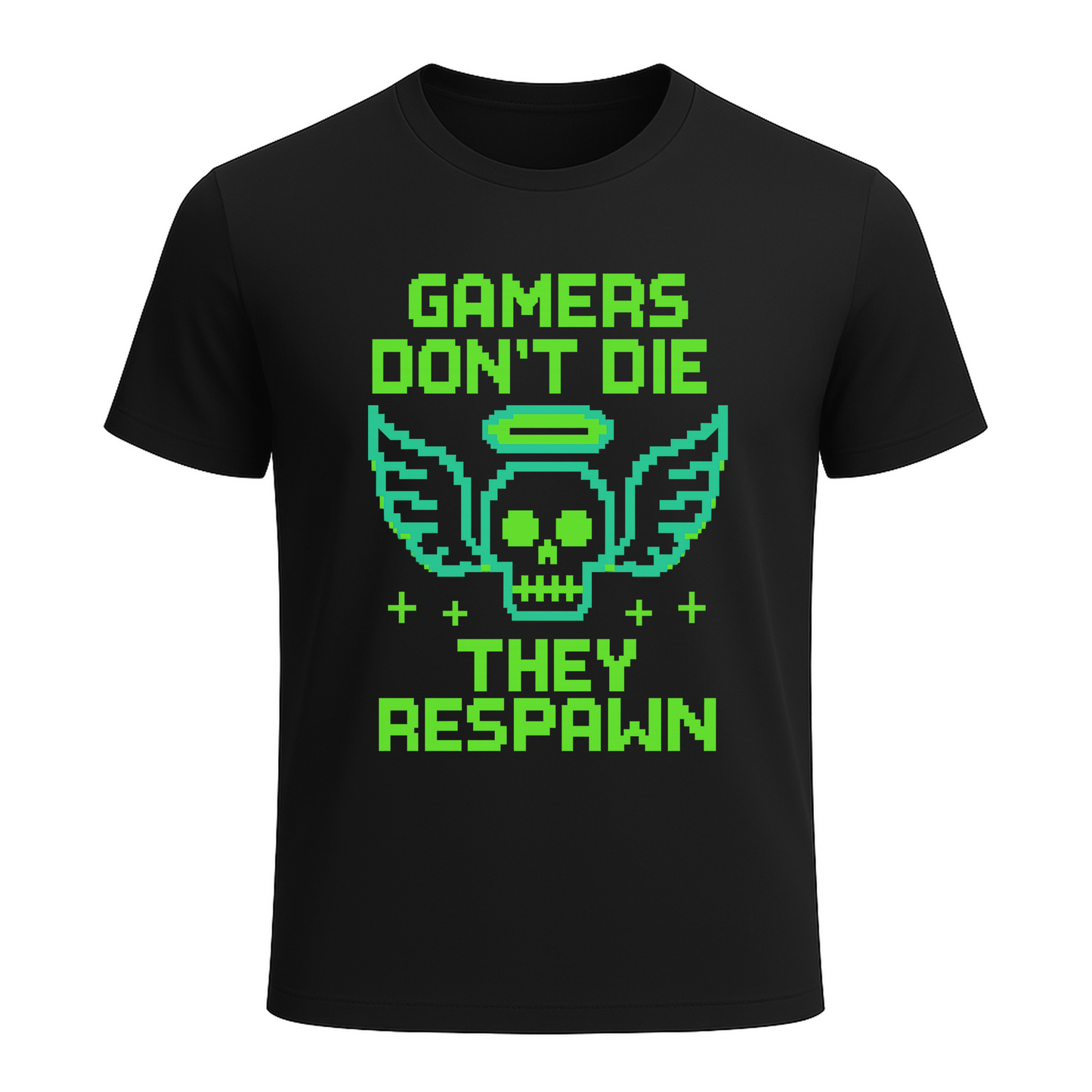 Gamers dont die they respawn 8bit neon green - Gaming Lifestyle T-Shirt