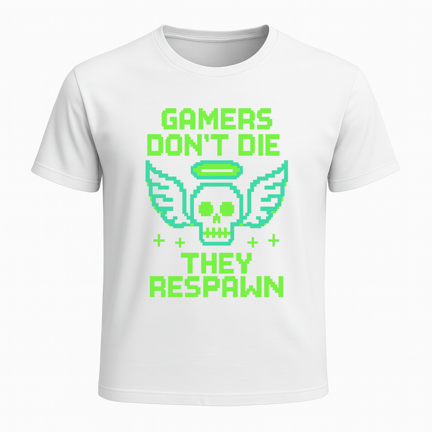 Gamers dont die they respawn 8bit neon green - Gaming Lifestyle T-Shirt