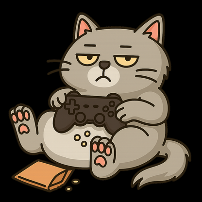 Lazy gamer cat (grey) - Gaming Lifestyle T-Shirt