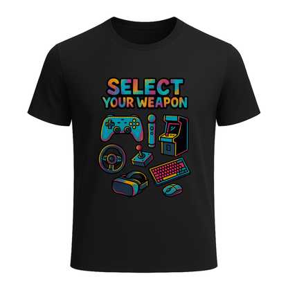 Select Your Weapon (Graffiti) - Gaming Lifestyle T-Shirt