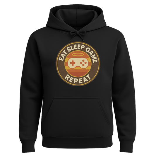 Eat Sleep Game Repeat – Retro Gamer Hoodie 🎮