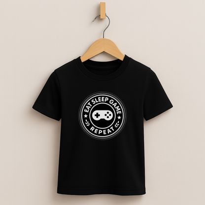 Eat Sleep Game Repeat – Kids Gamer T-Shirt 🎮⚡
