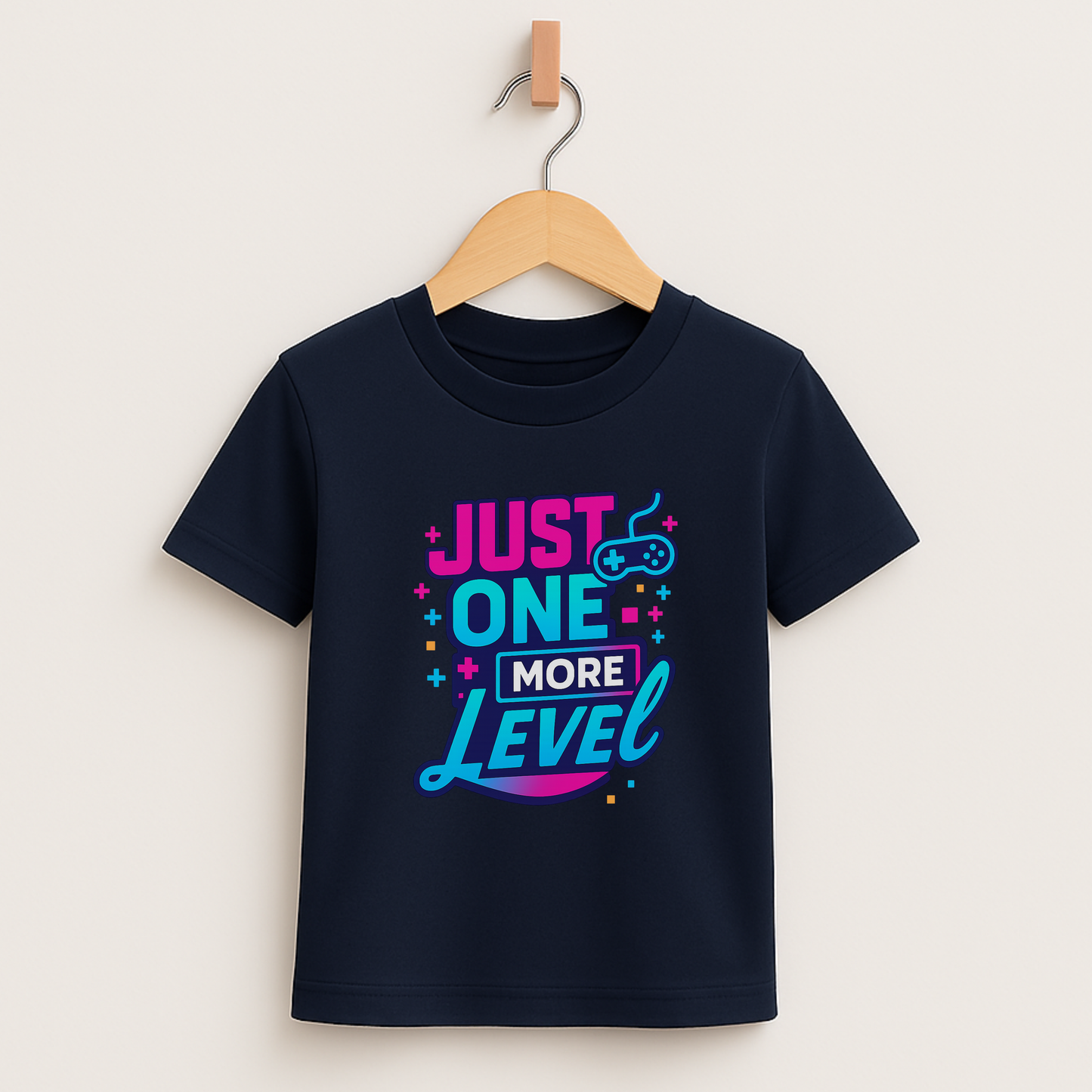 Just One More Level (b/p) – Kids Neon Gamer T-Shirt  🎮💙