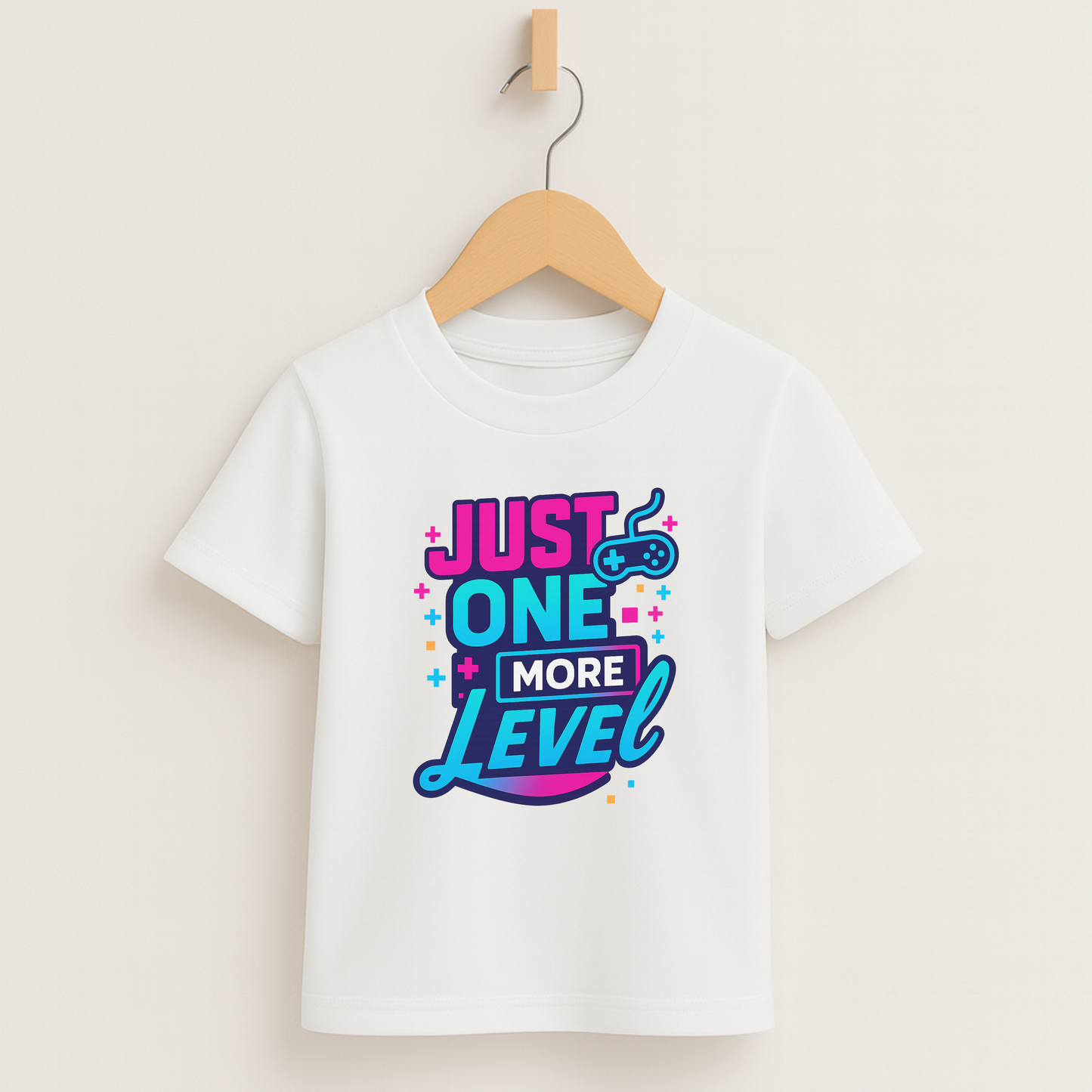 Just One More Level (b/p) – Kids Neon Gamer T-Shirt  🎮💙