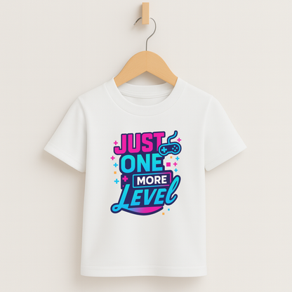 Just One More Level (b/p) – Kids Neon Gamer T-Shirt  🎮💙