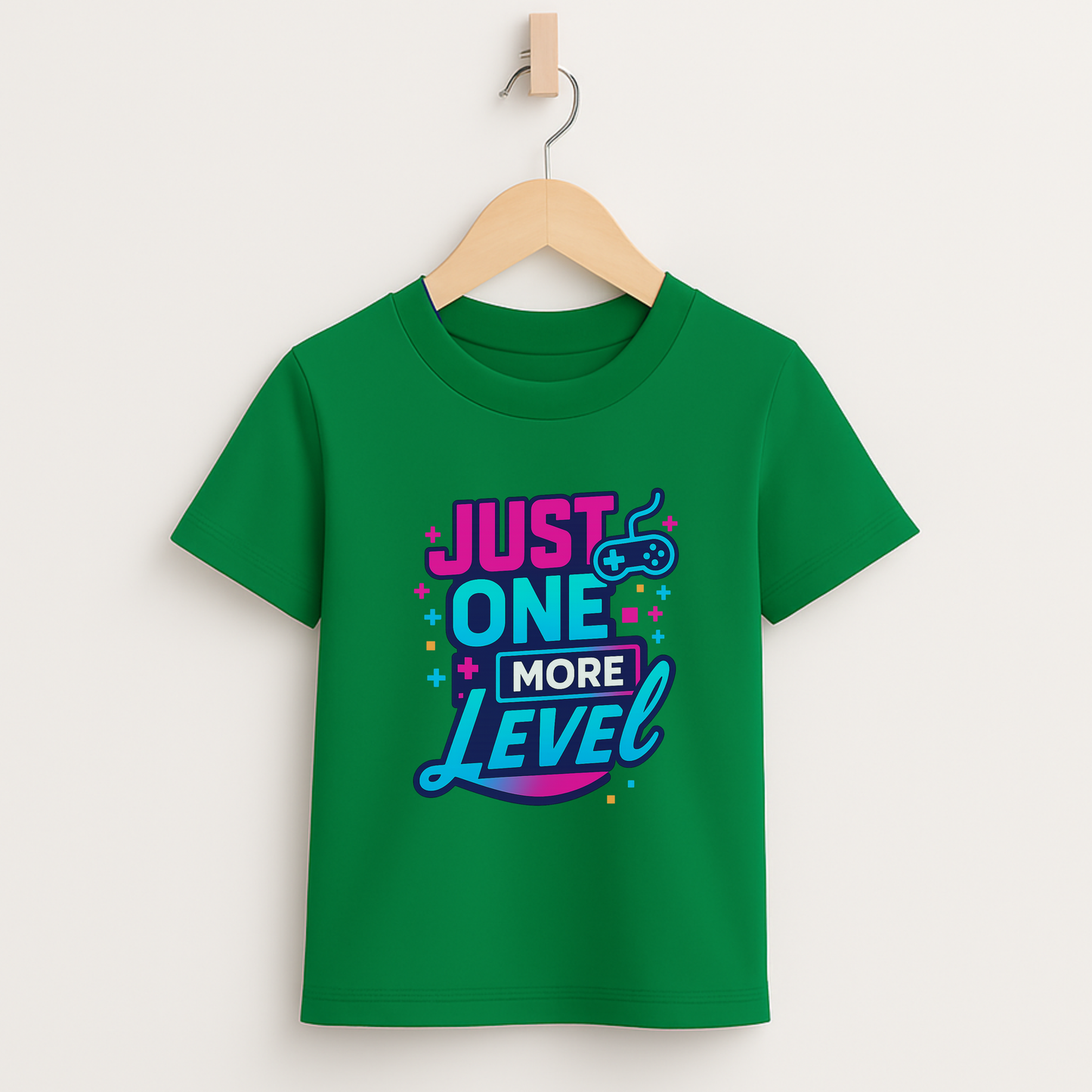 Just One More Level (b/p) – Kids Neon Gamer T-Shirt  🎮💙