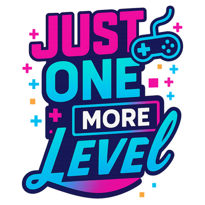 Just One More Level (b/p) – Kids Neon Gamer T-Shirt  🎮💙
