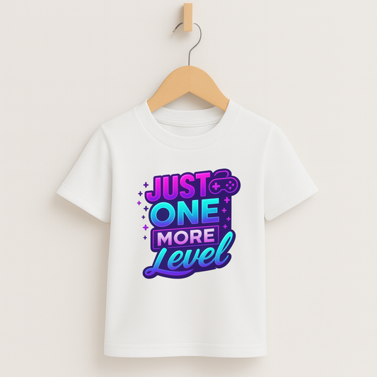 Just One More Level – Kids Neon Gamer T-Shirt 🎮💜