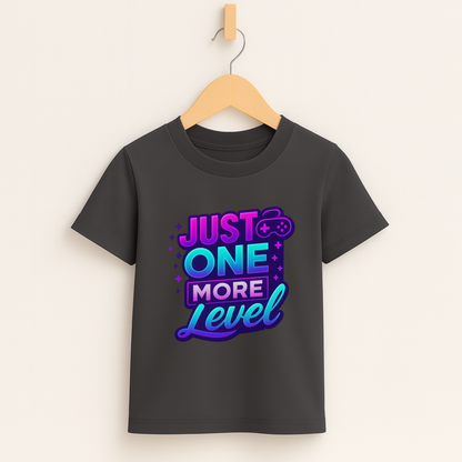 Just One More Level – Kids Neon Gamer T-Shirt 🎮💜