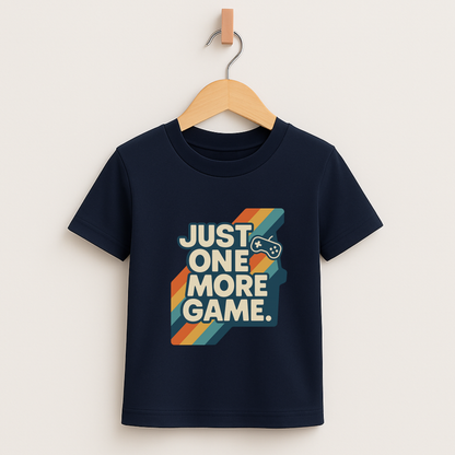 Just One More Game – Kids Retro Stripes T-Shirt 🎮🌈
