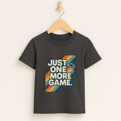 Just One More Game – Kids Retro Stripes T-Shirt 🎮🌈