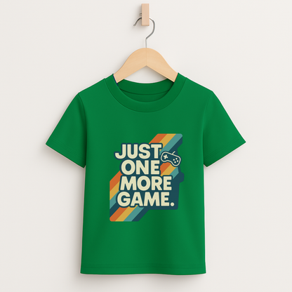 Just One More Game – Kids Retro Stripes T-Shirt 🎮🌈
