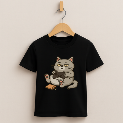 Chill Gamer Cat – Kids Funny Gaming T-Shirt 🐱🎮
