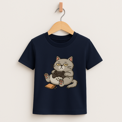 Chill Gamer Cat – Kids Funny Gaming T-Shirt 🐱🎮