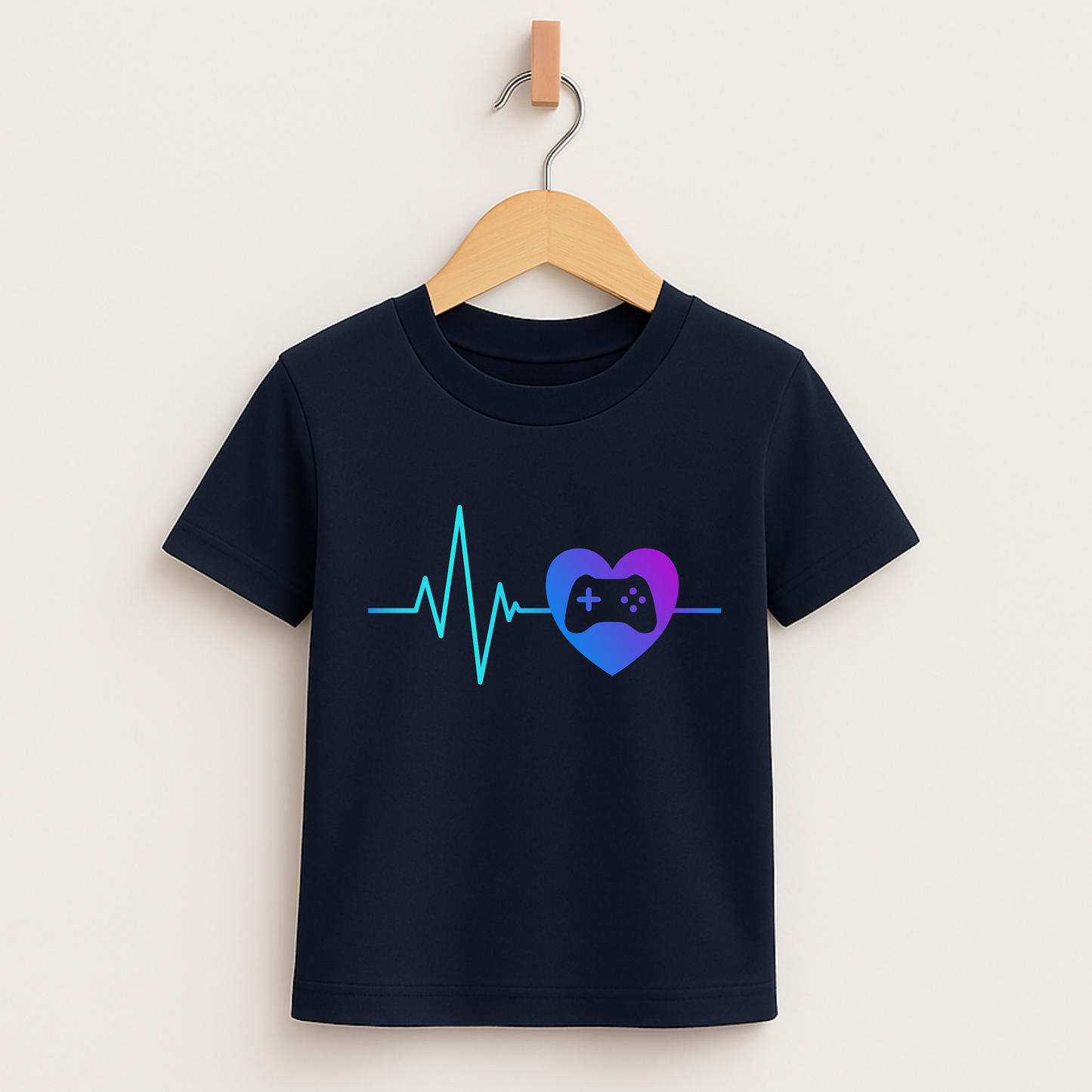 Gamer Heartbeat – Kids Gaming T-Shirt 💙🎮
