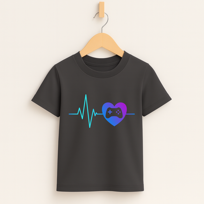 Gamer Heartbeat – Kids Gaming T-Shirt 💙🎮