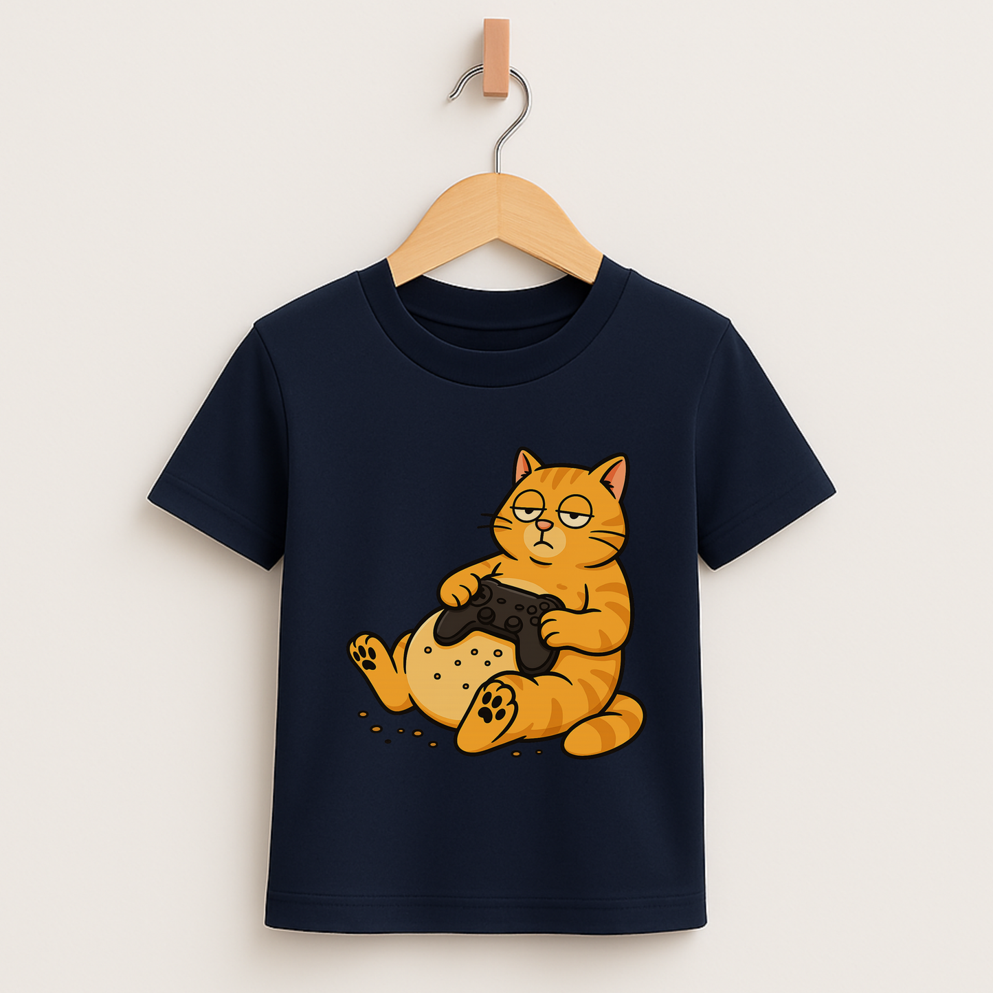 Lazy Gamer Cat – Kids Funny Gaming T-Shirt 🐱🎮