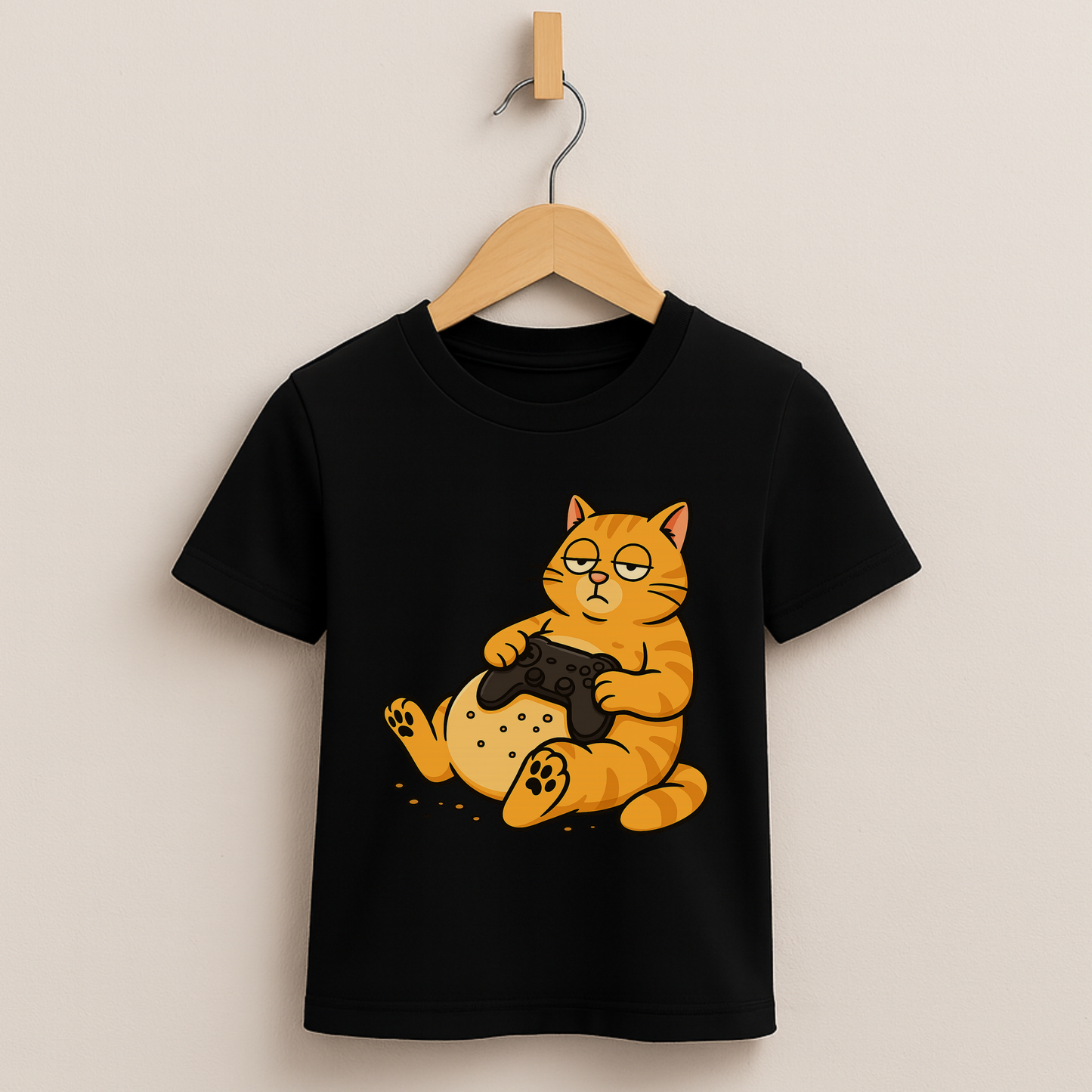 Lazy Gamer Cat – Kids Funny Gaming T-Shirt 🐱🎮