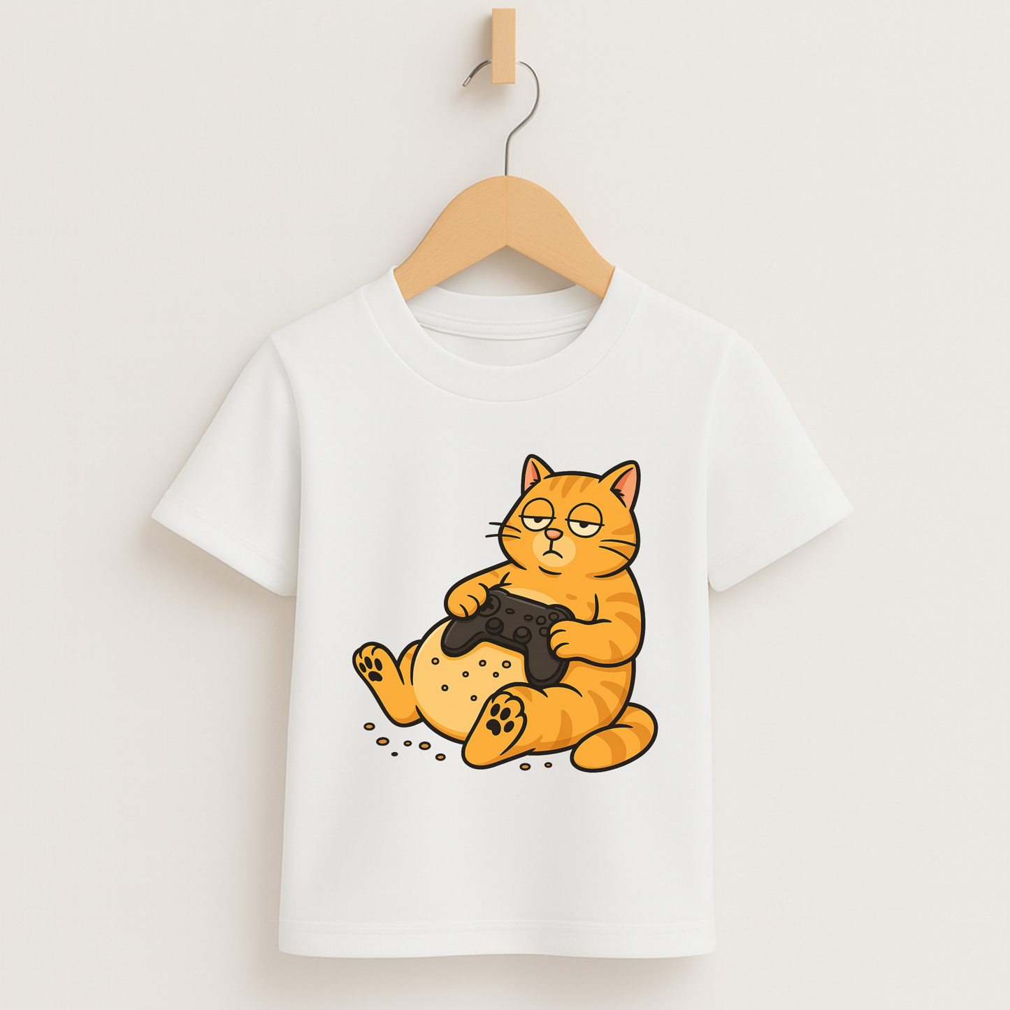 Lazy Gamer Cat – Kids Funny Gaming T-Shirt 🐱🎮