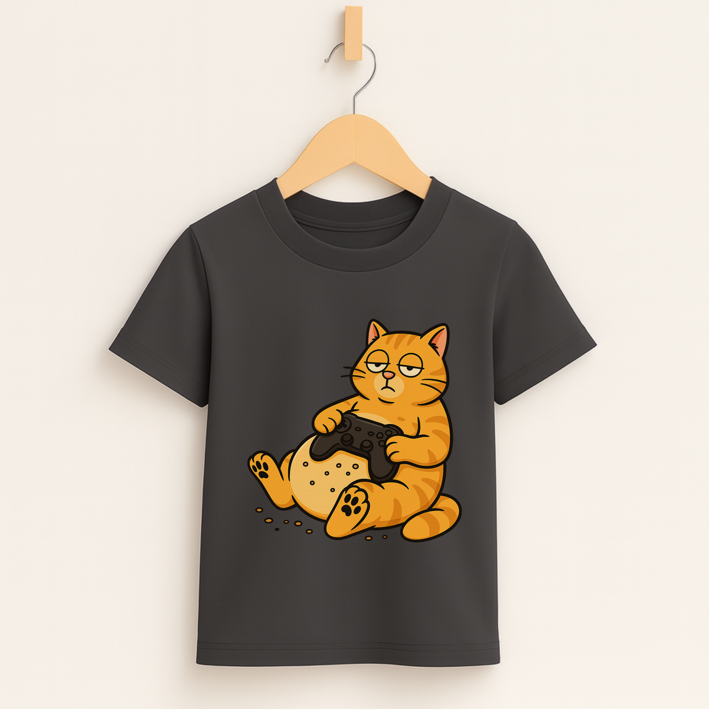 Lazy Gamer Cat – Kids Funny Gaming T-Shirt 🐱🎮