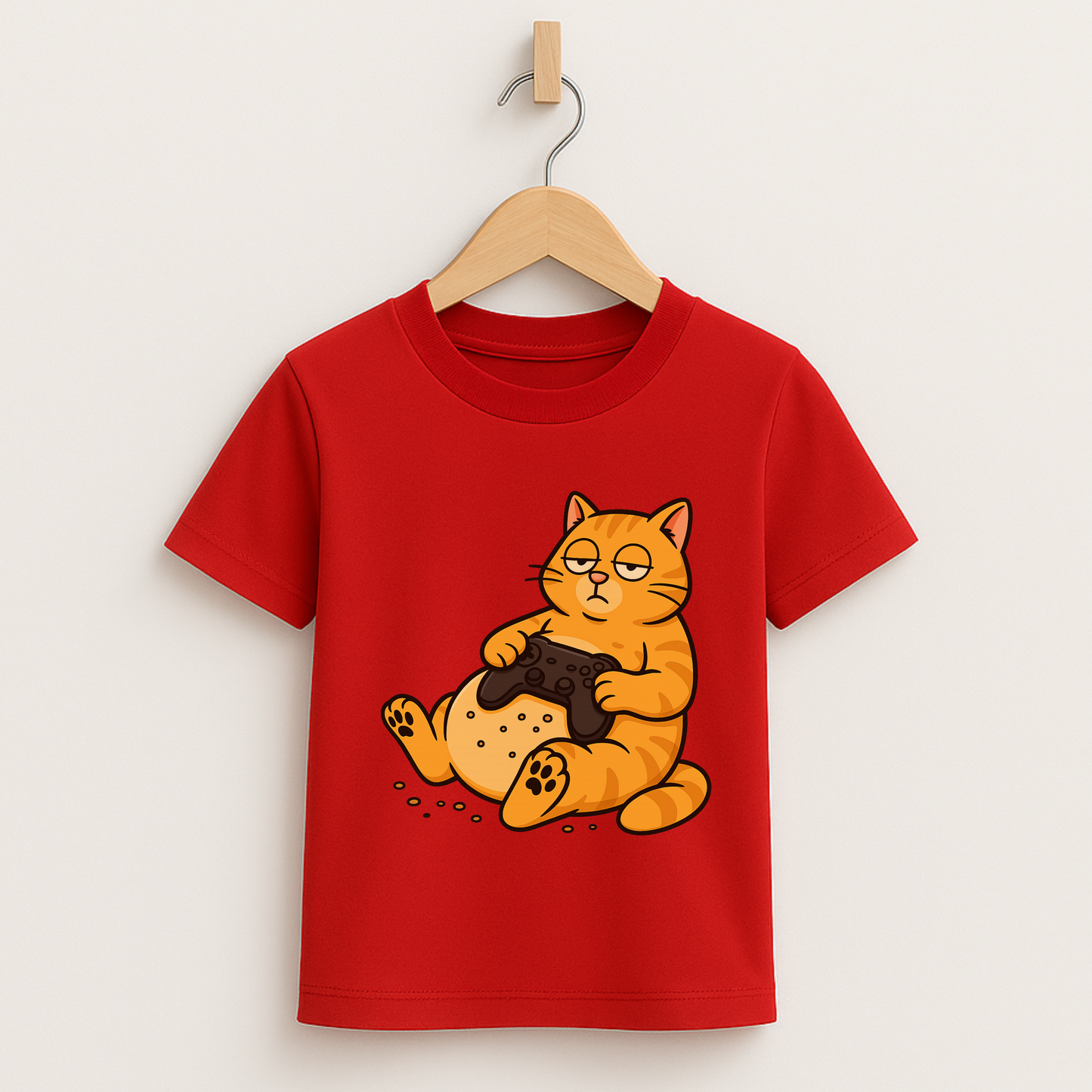 Lazy Gamer Cat – Kids Funny Gaming T-Shirt 🐱🎮