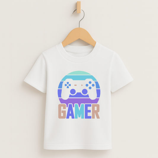 Gamer Sunset – Kids Gaming Tee 🎮🌅