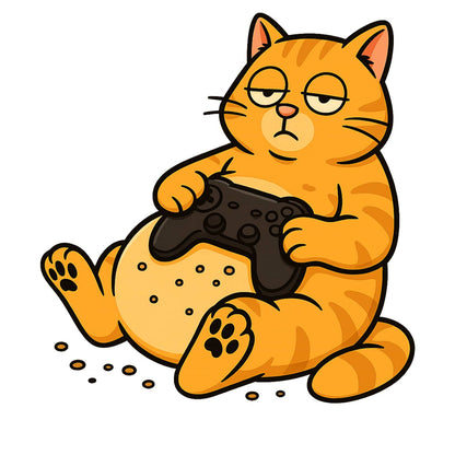 Lazy gamer cat (ginger) - Gaming Lifestyle T-Shirt