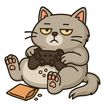 Lazy gamer cat (grey) - Gaming Lifestyle T-Shirt