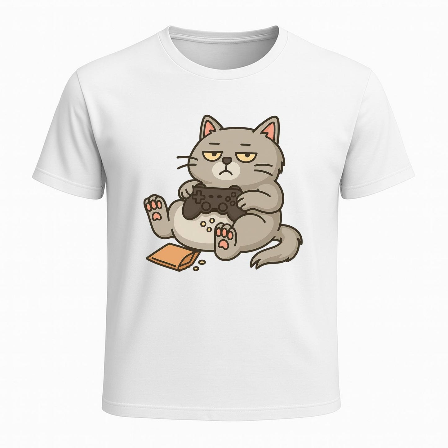 Lazy gamer cat (grey) - Gaming Lifestyle T-Shirt
