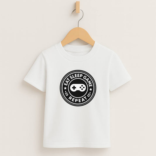 Eat Sleep Game Repeat – Kids Gamer T-Shirt 🎮⚡