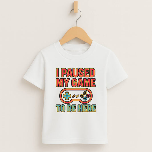I Paused My Game To Be Here – Kids Funny Gamer T-Shirt 🎮😆