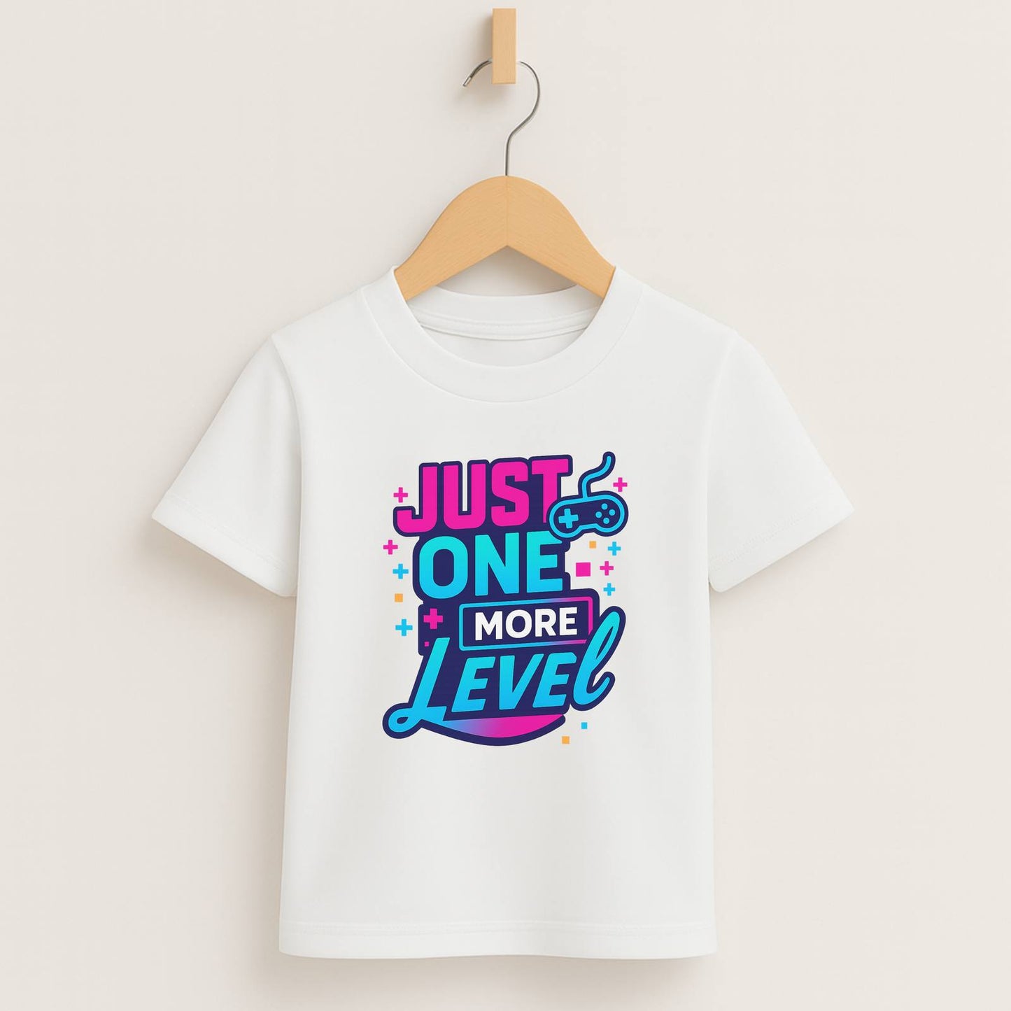 Just One More Level (b/p) – Kids Neon Gamer T-Shirt  🎮💙