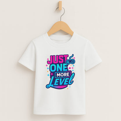 Just One More Level (b/p) – Kids Neon Gamer T-Shirt  🎮💙