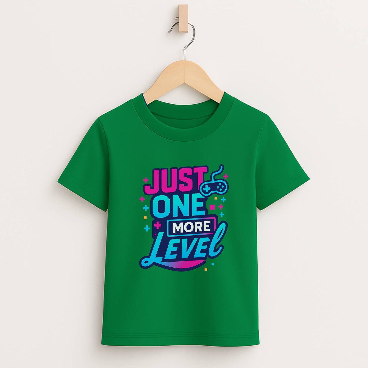 Just One More Level (b/p) – Kids Neon Gamer T-Shirt  🎮💙
