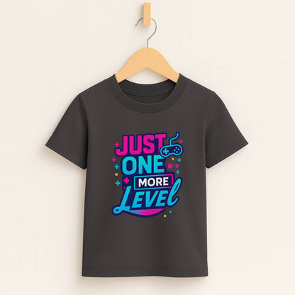 Just One More Level (b/p) – Kids Neon Gamer T-Shirt  🎮💙