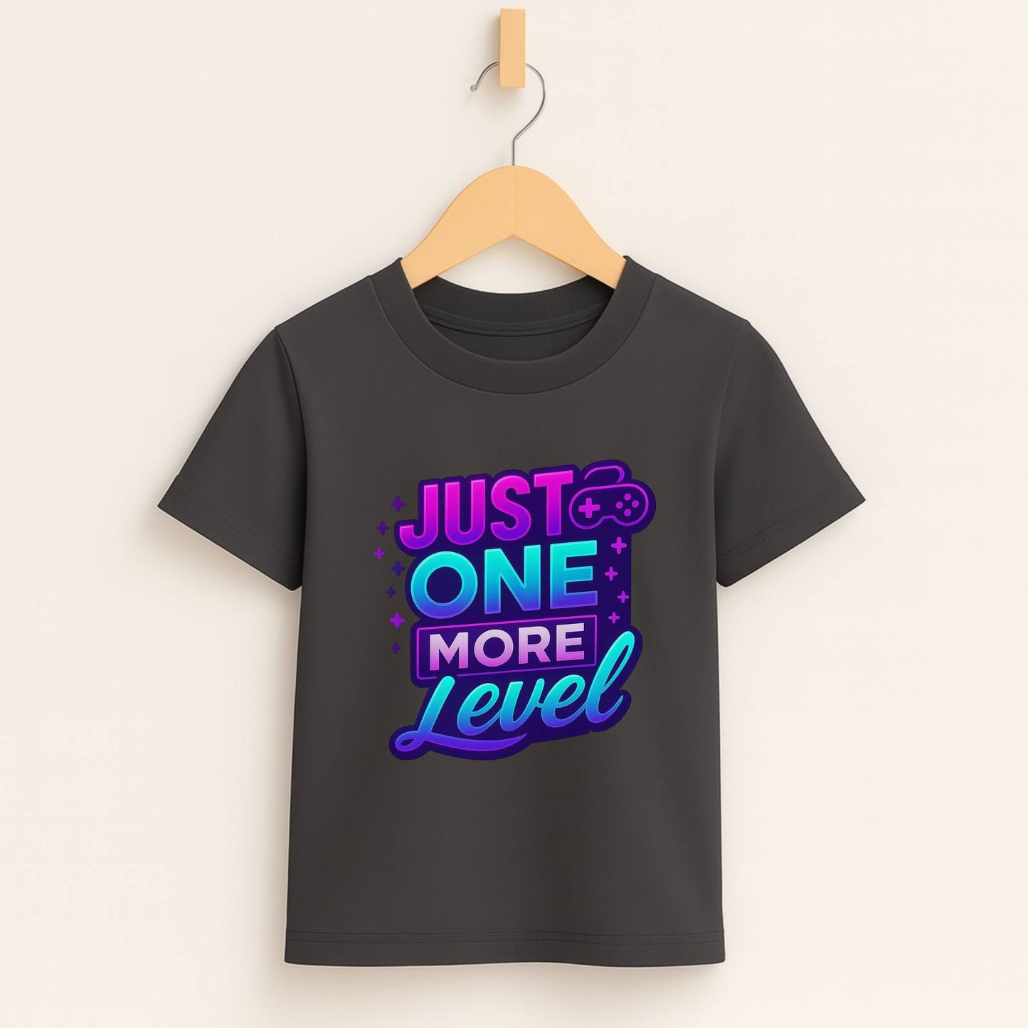 Just One More Level – Kids Neon Gamer T-Shirt 🎮💜