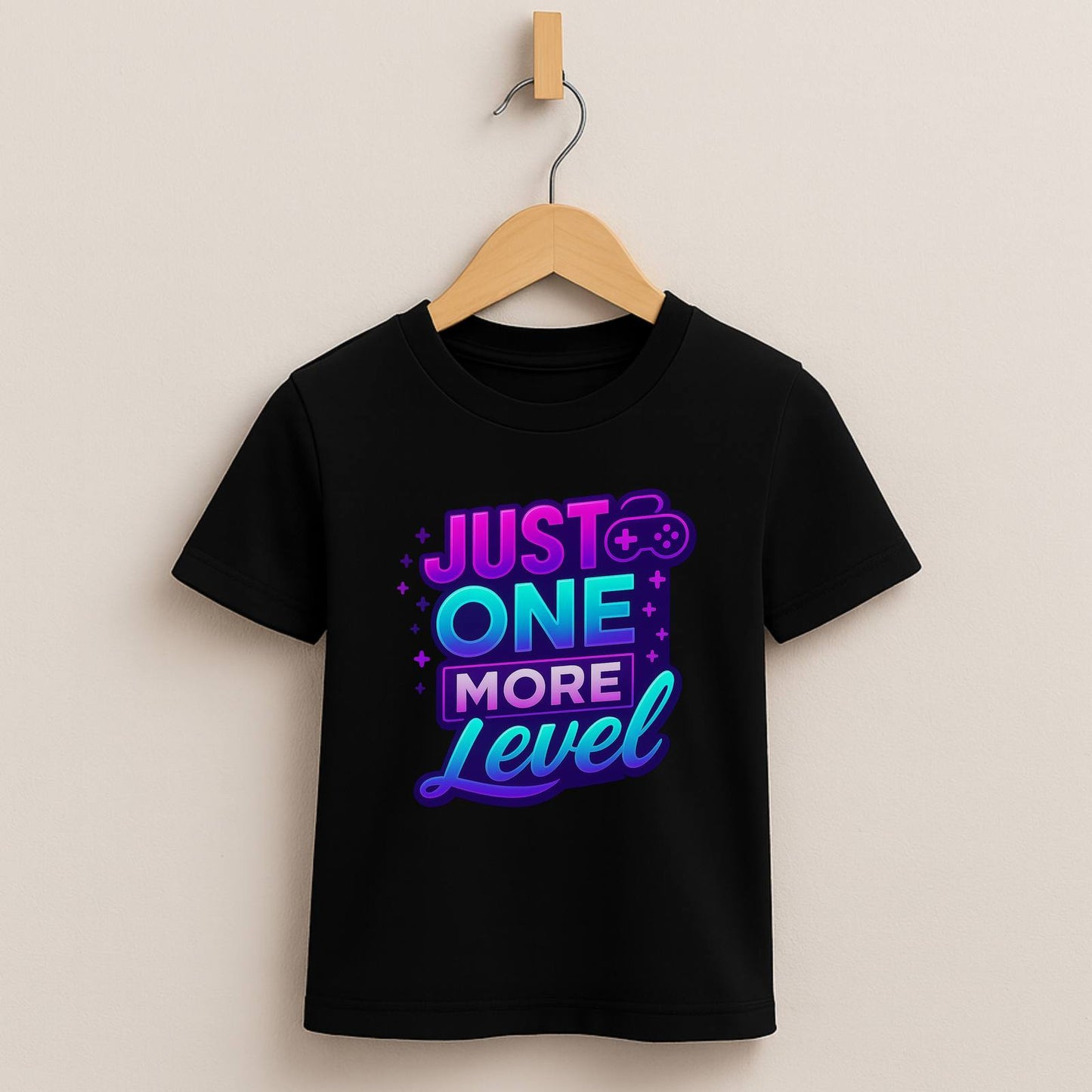 Just One More Level – Kids Neon Gamer T-Shirt 🎮💜