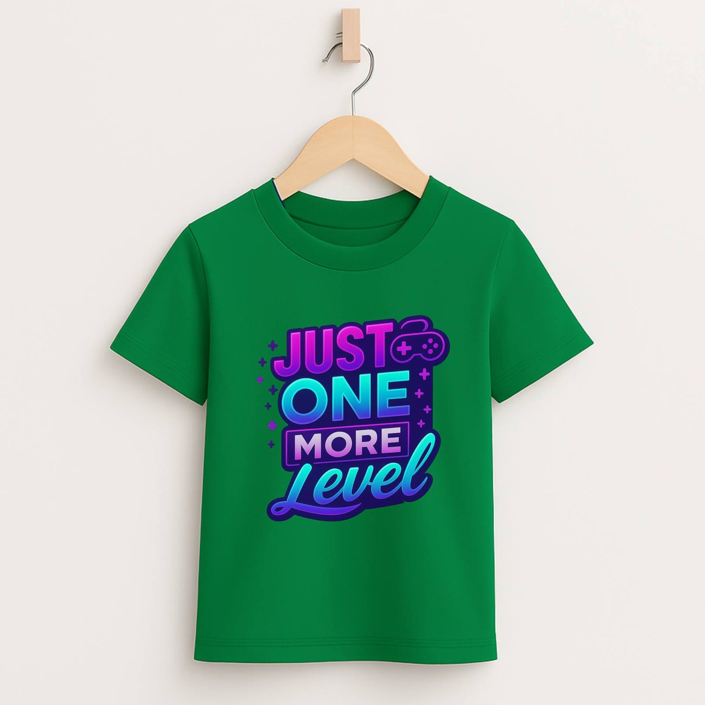 Just One More Level – Kids Neon Gamer T-Shirt 🎮💜
