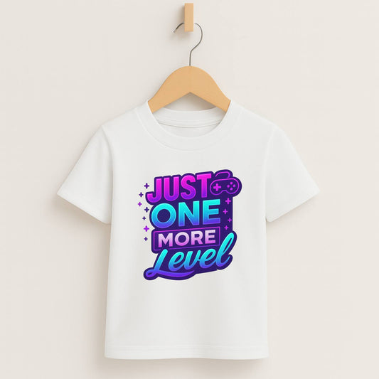 Just One More Level – Kids Neon Gamer T-Shirt 🎮💜